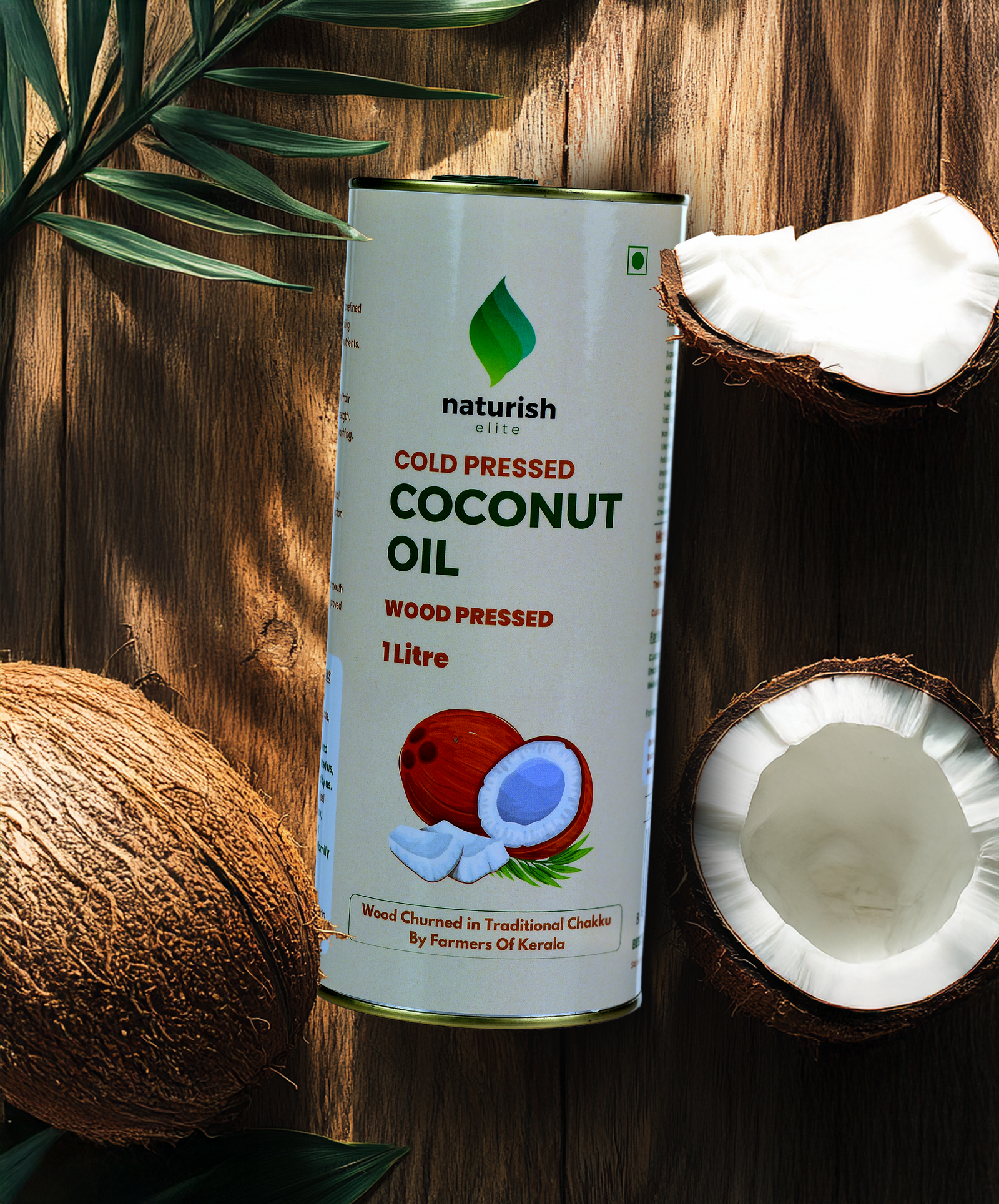 Naturish Elite wood-pressed oil product image showcasing pure, natural extraction and premium quality packaging.