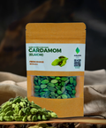 Naturish Elite cardamom elaichi 50g kraft pouch with whole green cardamom pods visible through the front window